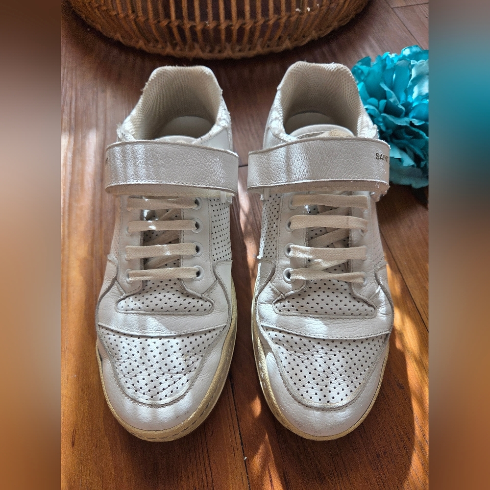 Yves Saint Laurent - SL24 Perforated Leather Sneakers - White